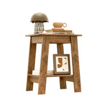 Garvee Narrow End Table with 2 Tier Storage Shelf, Side Table for Living Room, Bedroom, Entryway, Small Spaces, Farmhouse, Brown - Brown