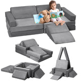 Garvee Modular Kids Couch 12pcs Block - Based Couch with Ball Pit, Toddler Couch for Creative Boys & Girls, Convertible Block - Based Kids Modular Play Couch, Kids Sofa for Playroom, Grey, 47.2"x23.6"x11"