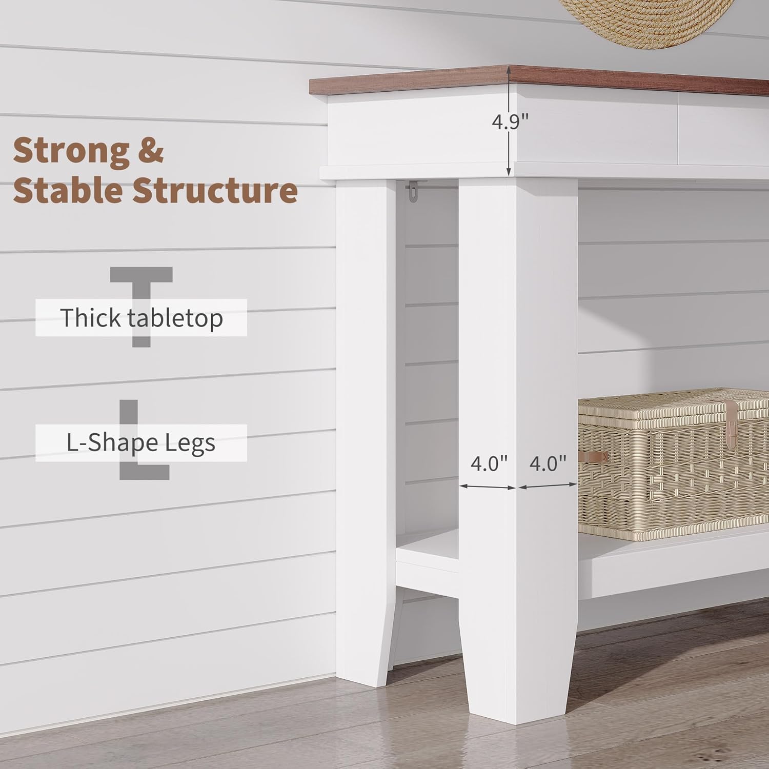 Garvee 54" Rustic Wood Console Table with 2 Drawers & Lower Shelf for Hallway Living Room Behind Couch, 54×14×30", Warm Wood
