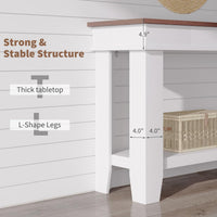 Garvee 54" Rustic Wood Console Table with 2 Drawers & Lower Shelf for Hallway Living Room Behind Couch, 54×14×30", Warm Wood