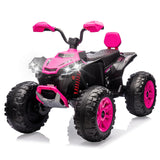 Garvee 24V 2 Seater Electric ATV, Kids Off-Road Vehicle, Powerful Motor, 14.37" Wheels, Red - Pink