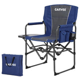 Garvee 1 Pcs Oversized Camping Directors Chair Portable Folding Lawn Chair Heavy Duty With Side Table For Outdoor Beach Fishing Picnic, Blue - Blue