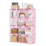 Garvee 12-Cube Modular Wire Organizer Durable Metal Storage Black For Bedroom Office Living Room - Rosa