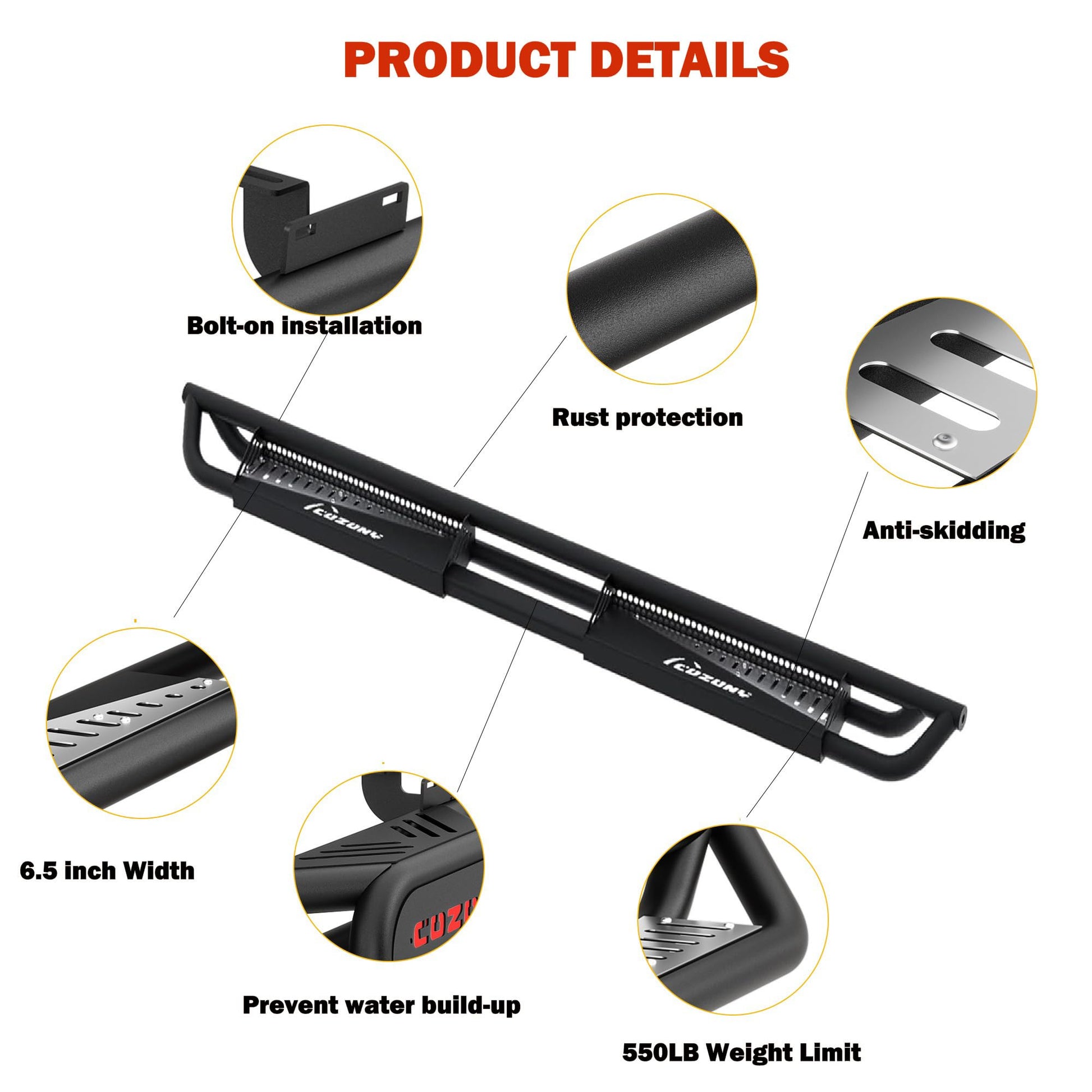 Non-slip step surface and product details
