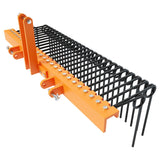 Garvee 72 Inch 6FT Pine Straw Needle Rake, 8mm 30pcs Coil Spring Tines, 3 Point Straw Rake, Durable Powder Coated Steel Spring Landscape Rake Fit for Cat1 Tractors - Orange+Black - Yellow