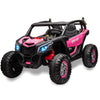 Garvee 24V 2 Seater Kids Ride on UTV Car For age 3+, w/Remote Control, 4WD Powerful Electric Vehicle with 4x75W Motors, 4 Shock Absorber, Leather Seat, Music and Light - Pink