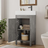 Garvee 16" Bathroom Vanity with Sink, Freestanding Wood Vanity Cabinet, Grey, 16" Size, Easy Assembly - Grey