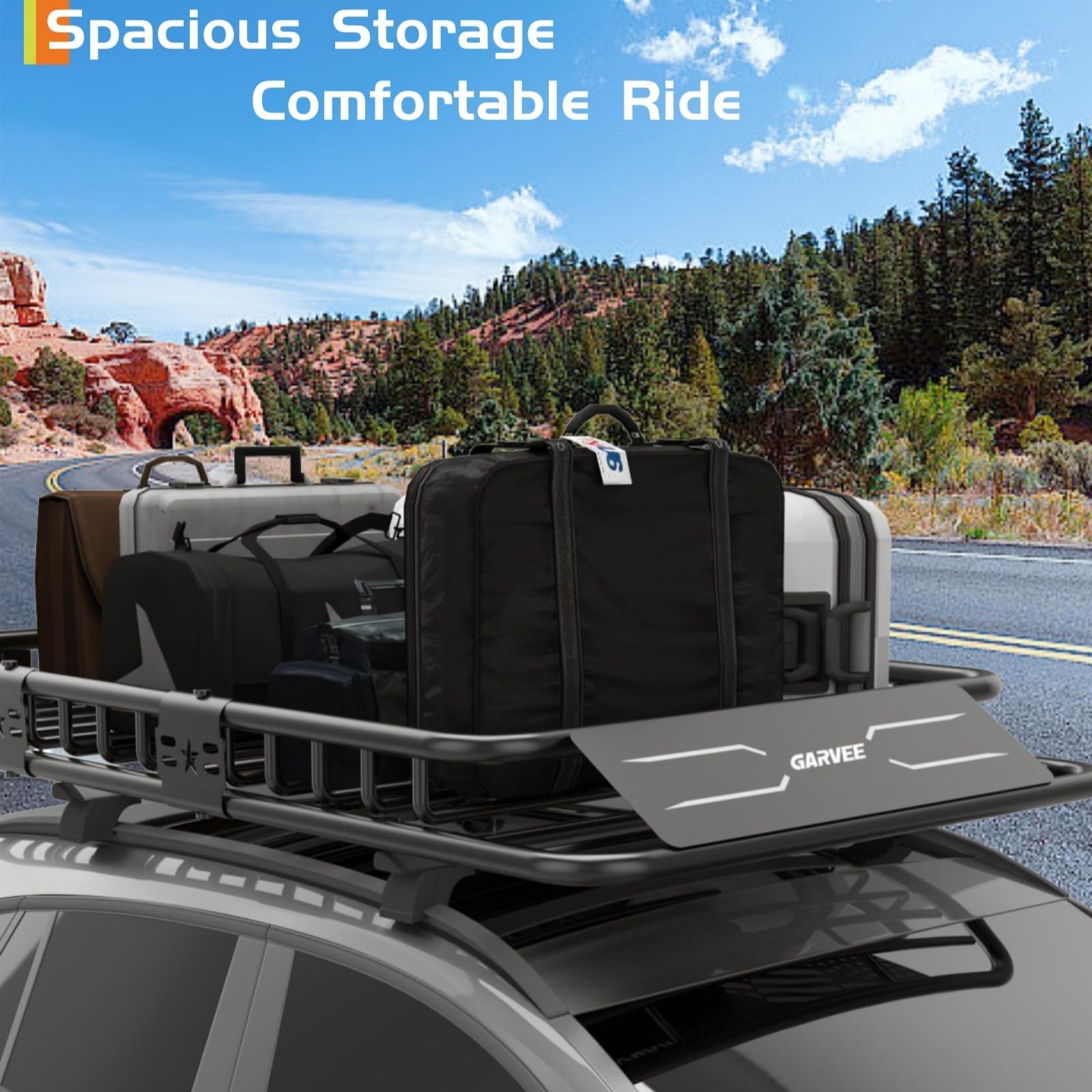 GARVEE roof rack basket supporting cargo on a vehicle