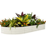 Garvee Galvanized Raised Garden Bed Metal Planter Box Outdoor Gardening 8x4x1.5 ft Beige Rust-Resistant - Beige(Rubber Edge)