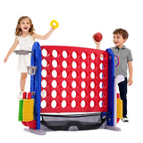 Garvee Giant Connect 4 Game Adjustable Height 42 Rings PE/PP Durable Material Outdoor Indoor Fun - Red