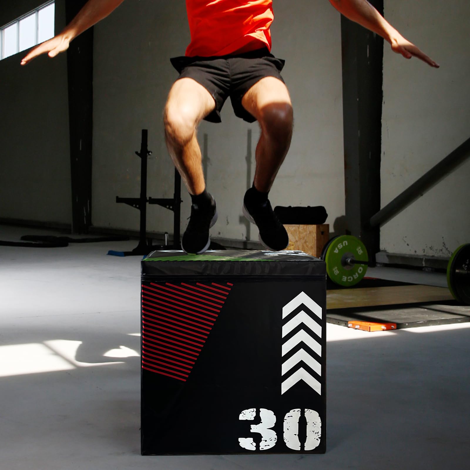 Athlete using Garvee plyometric jump box for training