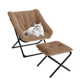 Garvee Comfy Chair Oversized Faux Fur Foldable Lounge Chair Sturdy Metal Frame X-Large Coffee - Coffee