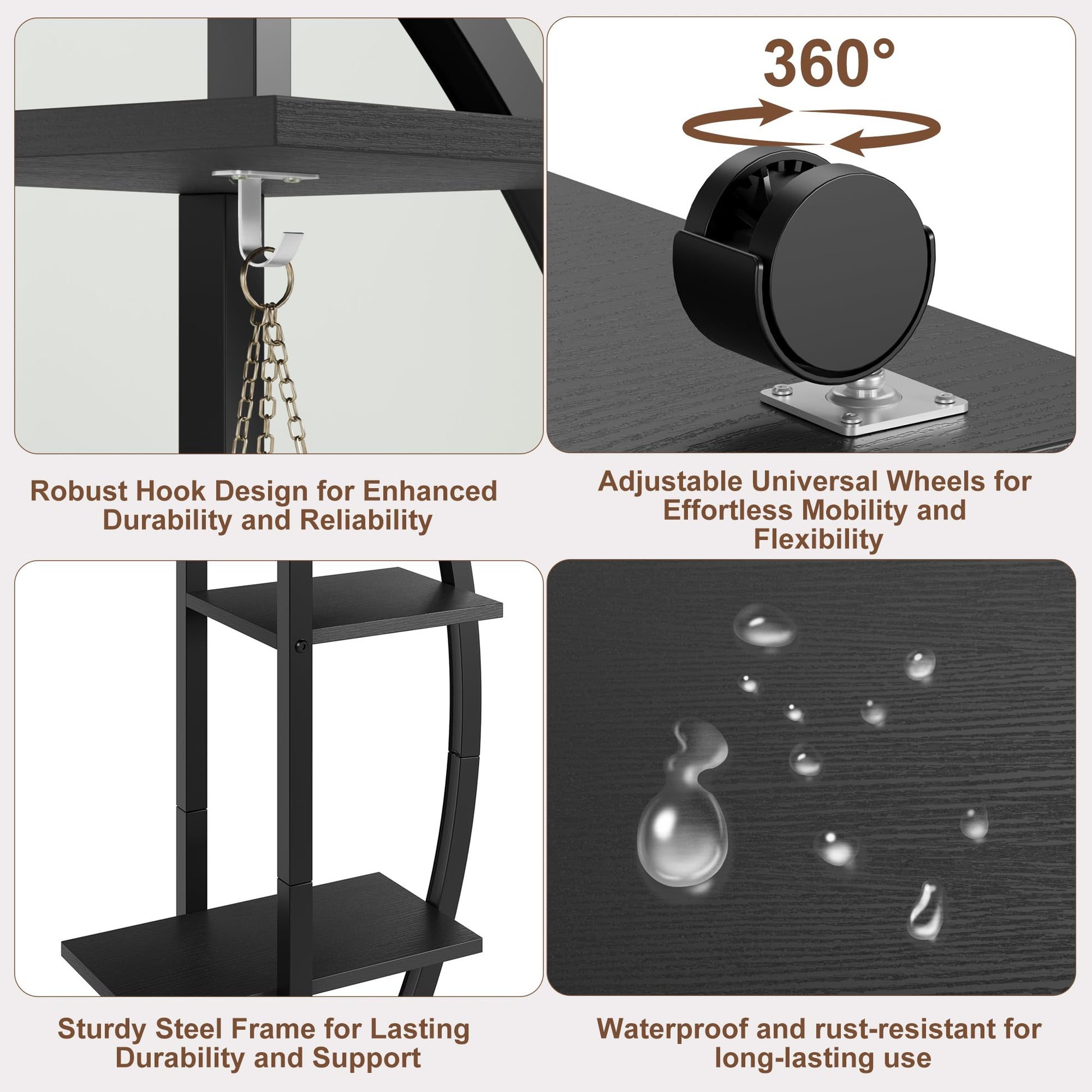 Garvee plant stand hook wheels steel frame and waterproof rust resistant surface details