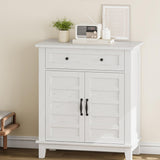 Garvee Farmhouse Sideboard Buffet Cabinet with 3-Tiers Adjustable Shelf, Kitchen Storage Cabinet, White, 39.7x80x91.4cm - White