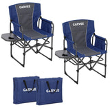 Garvee Oversized Camping Directors Chair Portable Folding Lawn Chair with Side Table for Beach Fishing Picnic Outdoor, Heavy Duty Steel Frame, Blue - Blue - 2 Pcs