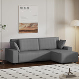 Garvee Corduroy Stripe 96 Inch Large Oversized Sectional Sofa, L Shaped Modern Couch, Dark Grey - Dark Gray