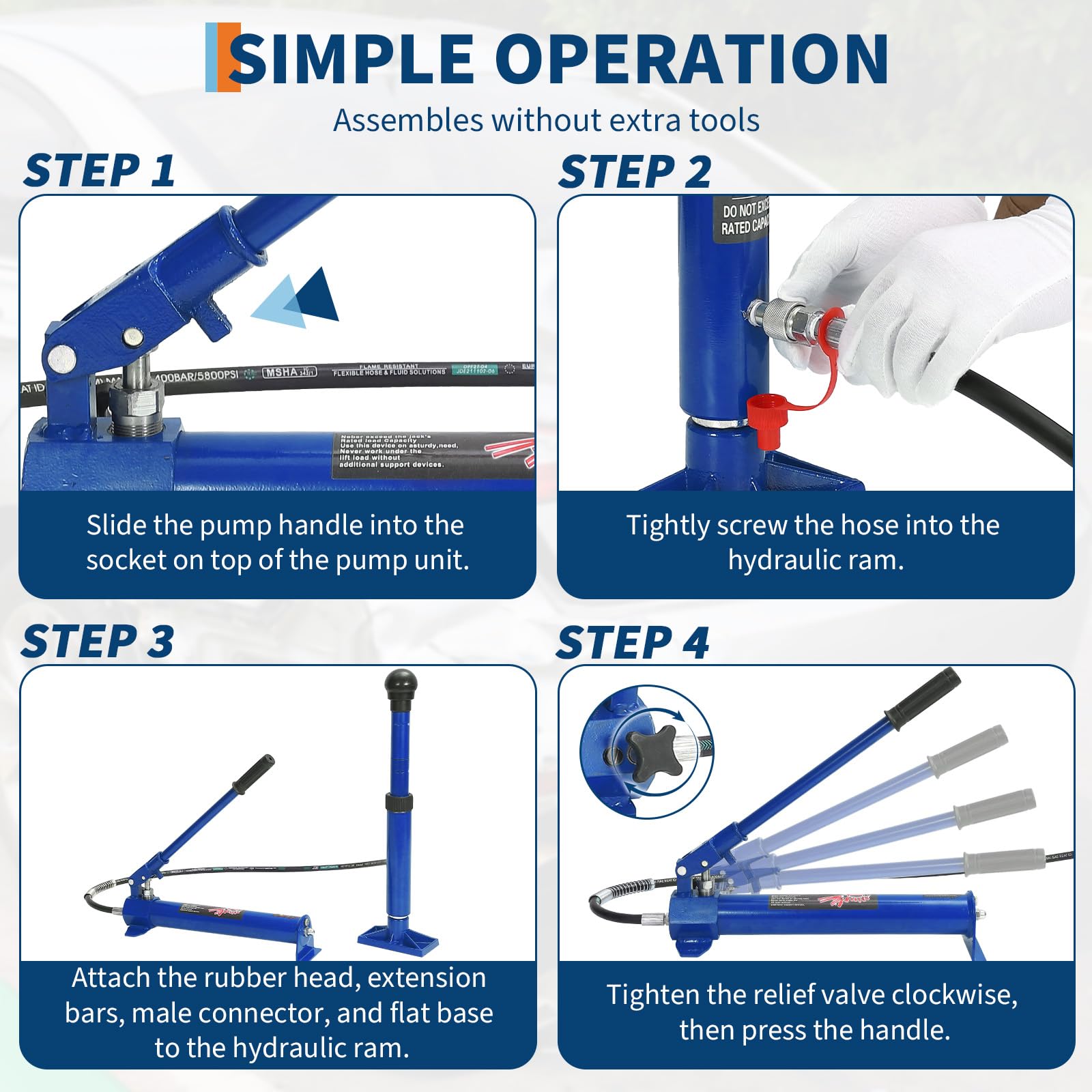 Step by step hydraulic porta power connection and operating sequence