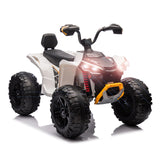 Garvee 2-Seater Kids ATV Ride-On, 24V Electric Quad, 1100W Dual Motors, Bluetooth, MP3, USB, Spring Suspension, Knee Pads, Red - White