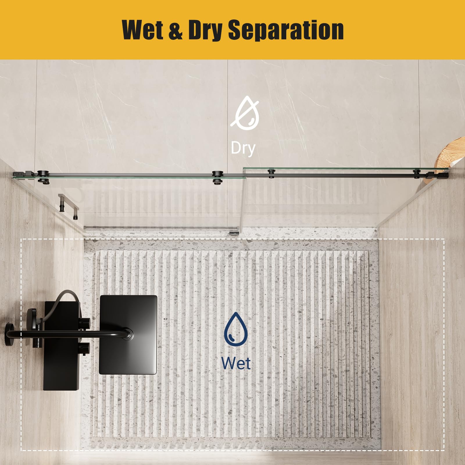 Wet and dry separation for a more organized bathroom