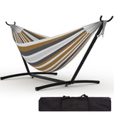 Garvee 2 Person Hammocks with Stand, Portable Double Hammock for Indoor Outdoor Patio, Heavy-Duty Steel, 450 lbs Capacity, Space Saving, Carrying Bag Included - Coffee-Striped