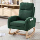 Garvee Green Sherpa Rocking Chair Adjustable Reclining Rocker With Armrest Pocket Cozy Living Room Nursery Chair Green Sherpa Upholstery - Dark Green