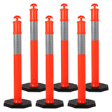 Garvee Delineator Post with Base 6 Pack Orange Traffic Cones 45 in Reflective Collars for Driving Practice Construction