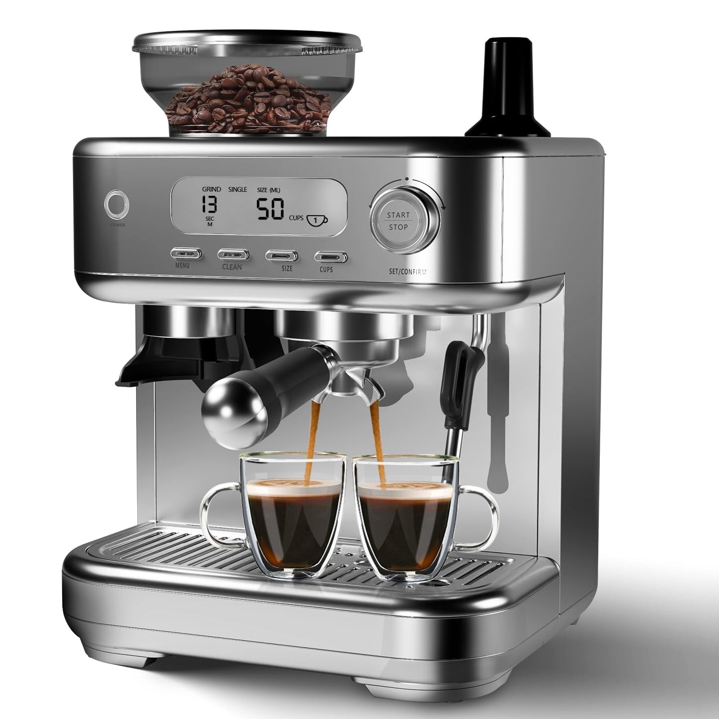 Garvee Automatic Espresso Machine Coffee Maker with Fast Heating, 15-Bar Pump, 1350W Motor for Home and Kitchen, Black