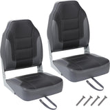Garvee 2 Pack Folding High Back Boat Seats + Thickened Sponge Padding + Stainless Steel Screws + Waterproof PVC + Aluminum Hinges + 5" x 5" Bolt Hole Pattern + Fishing, Sightseeing - Dark Grey