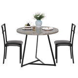 Garvee Round Dining Table Set for 2, Modern Kitchen Table Chairs Set of 2, Small Dining Room Table Set with 2 Upholstered Chairs, Furniture Set Dinette for Small Place, Apartment(Gray) - Gray