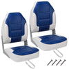 Garvee 2 Pack Folding High Back Boat Seats + Thickened Sponge Padding + Stainless Steel Screws + Waterproof PVC + Aluminum Hinges + 5" x 5" Bolt Hole Pattern + Fishing, Sightseeing