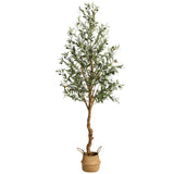Garvee Artificial Olive Tree 6FT Tall - Realistic PE Trunk, Lifelike Leaves & Fruits, Silk Material, Adjustable Branches, Home & Office Decor - 6 Ft With Basket