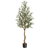 Garvee Artificial Olive Tree 6FT Tall Faux Silk with Natural Wood Trunk, Lifelike Fruits, PE Trunk, Easy Assembly, Home Decor
