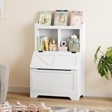 Garvee 47.8 in H Children Bookcase with Toy Storage Cabinet for Boys and Girls, Large Wooden Toy Box Chest, White, Kindergarten Use