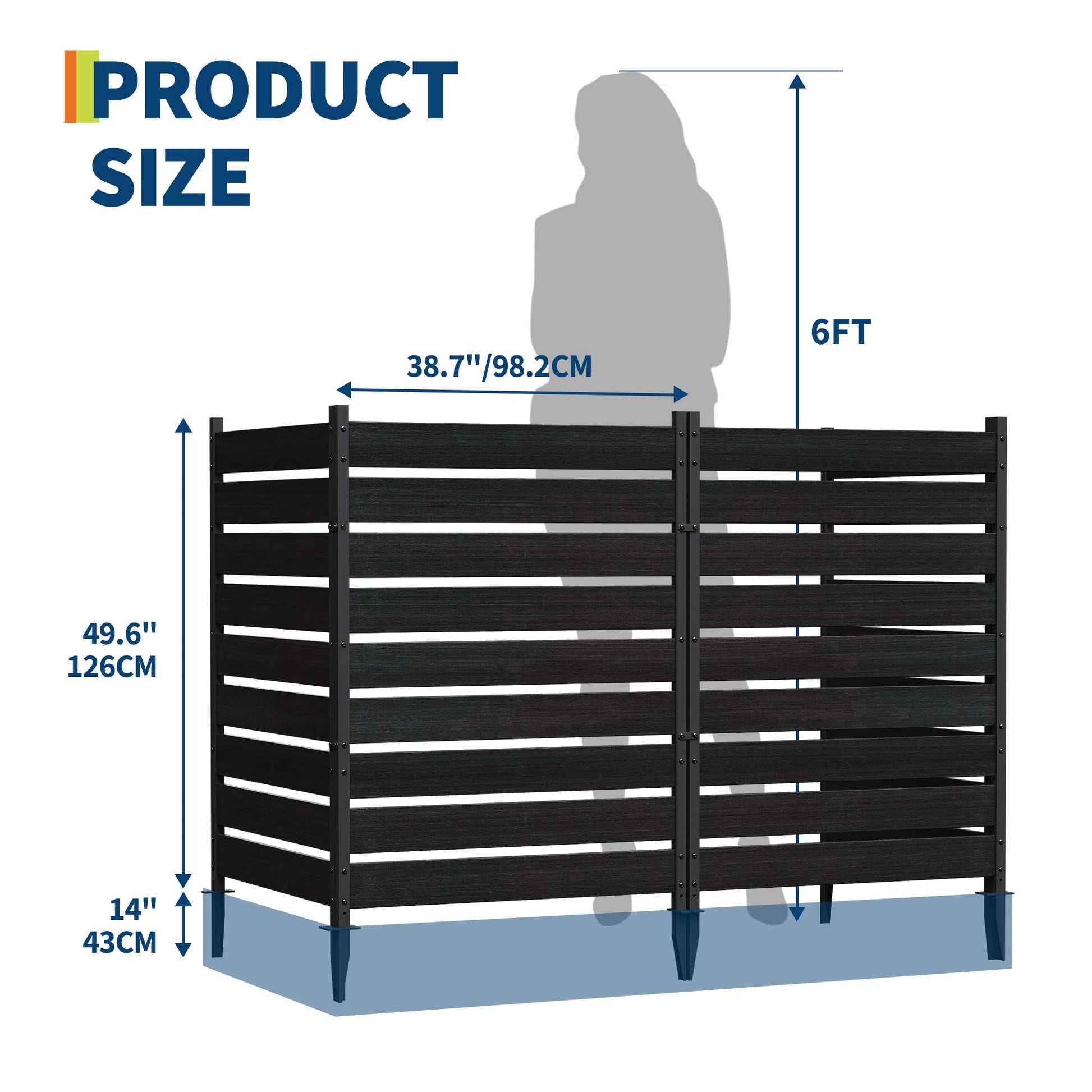 Garvee cedar privacy screen product size diagram