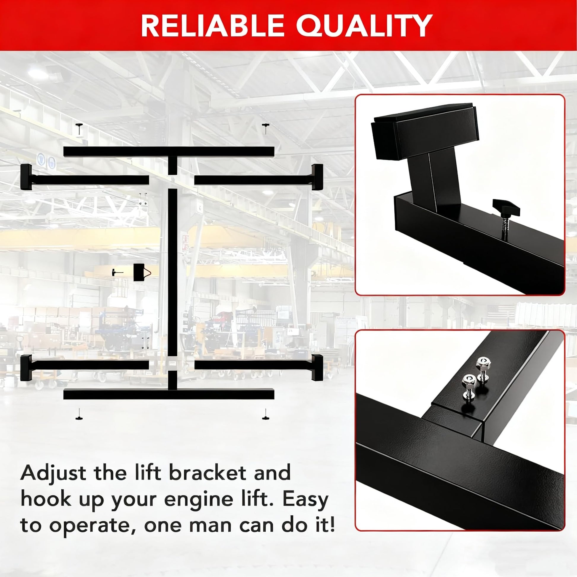 Heavy-duty powder-coated steel truck bed lifter