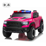 Garvee 12V Electric Ride On Truck for Kids Licensed RAM Pickup Truck Dual Motor Remote Control LED Lights Music Storage - Rose