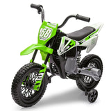 Garvee Ride - P Series: 12V Kids Electric Dirt Bike, 25W*2 Motor, Twist Grip Throttle, Spring Suspension, Training Wheels, Ride-On Toy - Green - Green