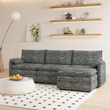 Garvee 108" Modular Chenille Cloud Sectional Sofa with Ottoman for Living Room & Apartment, Extra-Deep L-Shape, Grey - Dark Grey