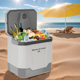 Garvee 35 Quart Electric Cooler & Warmer Portable Car Refrigerator With Automatic Locking Handle Grey - Grey
