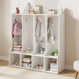 Garvee 4-Section Classroom Coat Locker with 4 Cubbies and 8 Hooks for Home, School, Nursery, White, 36.3" W x 12.5" D x 35.7" H - White