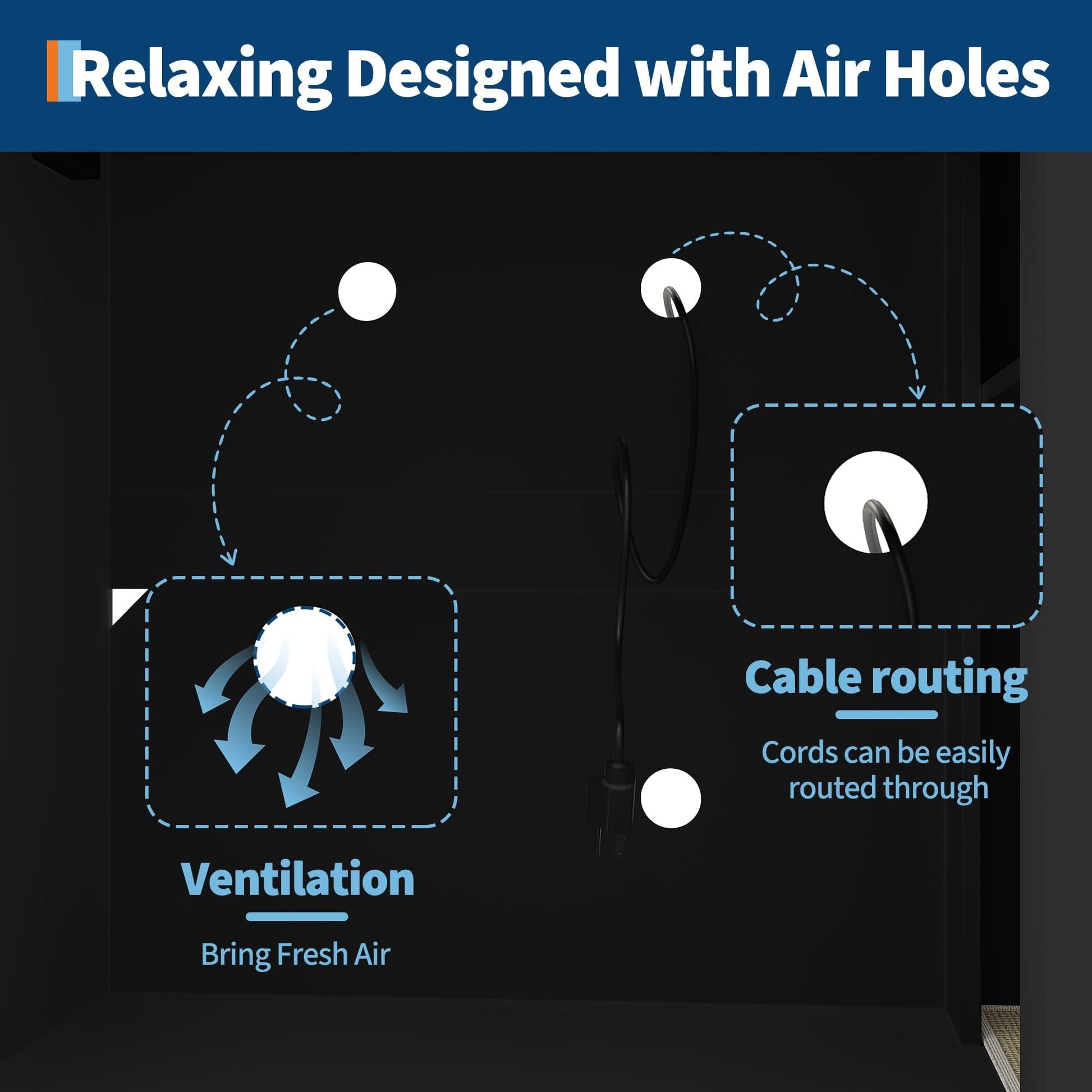 Ventilation holes and cable routing inside Garvee litter robot enclosure