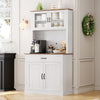 Garvee Kitchen Pantry Cabinet with Microwave Stand, 71”Freestanding Tall Kitchen Cabinet with Doors and Shelves, Hutch Cabinet for Kitchen, Dining Room, White