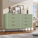 Garvee 8 Drawer Dresser Fluted Wooden Organizer for Bedroom Living Room Kids Room 55 in Wide Green - Green