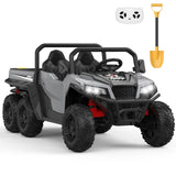 Garvee 24V 2 Seater Ride On Dump Truck with Remote Control, 4WD 6 Wheels, Music Player & LED Lights, Big Kids Ride Toy, Red - Grey