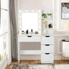 Garvee Makeup Vanity Desk with Lights, Vanity Desk with Mirror & Lights, Vanity Table with Charging Station, 4 Drawers, 3 Lighting Colors, Brightness Adjustable, 3-Tier Open Storage Shelves, White