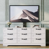 Garvee 9 Drawer Dresser TV Stand with Mount for 32-85 in TVs, Modern Entertainment Center, White, Bedroom Living Room - White