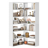 Garvee 6-Tier Corner Bookshelf with Baffles, Industrial Large Corner Etagere Bookcase, L-Shaped Tall Corner Bookcase, Corner Shelf Display Rack Storage for Living Room Home Office - White (1)