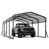 Garvee 12'x20' Heavy Duty Metal Carport - Galvanized Steel Roof Outdoor Shelter for Tractors, Boats & Cars, Grey