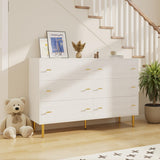 Garvee Farmhouse 6 Drawers Dresser Rustic Wood Chest for Bedroom, 47.2in Wide, White, Natural Texture, Organizer for Living Room & Entryway - White