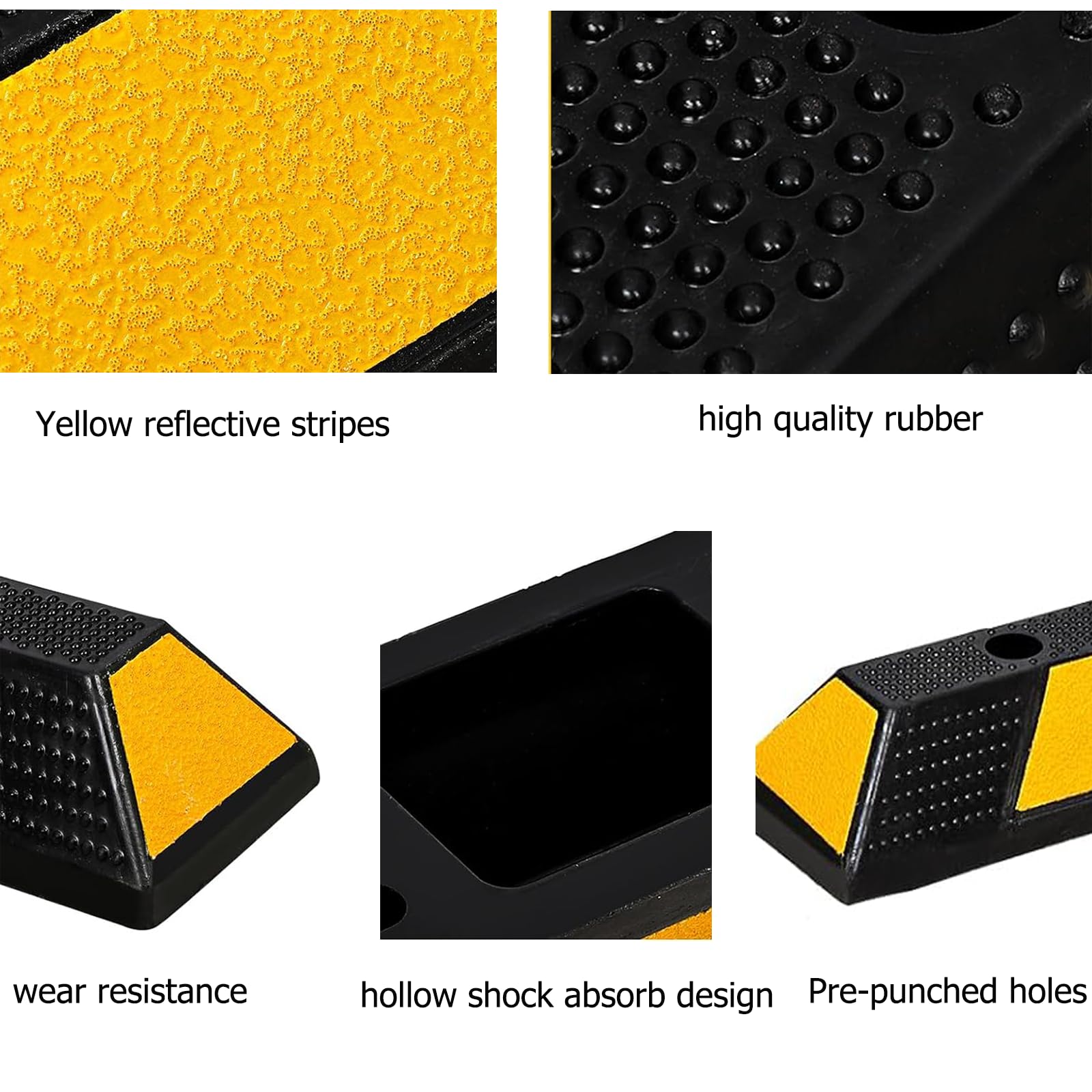 Heavy duty rubber curb details with wear resistance and pre-punched holes